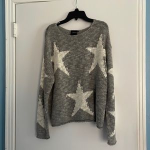 Cliche Knit Star Sweater Gray and White Size Small